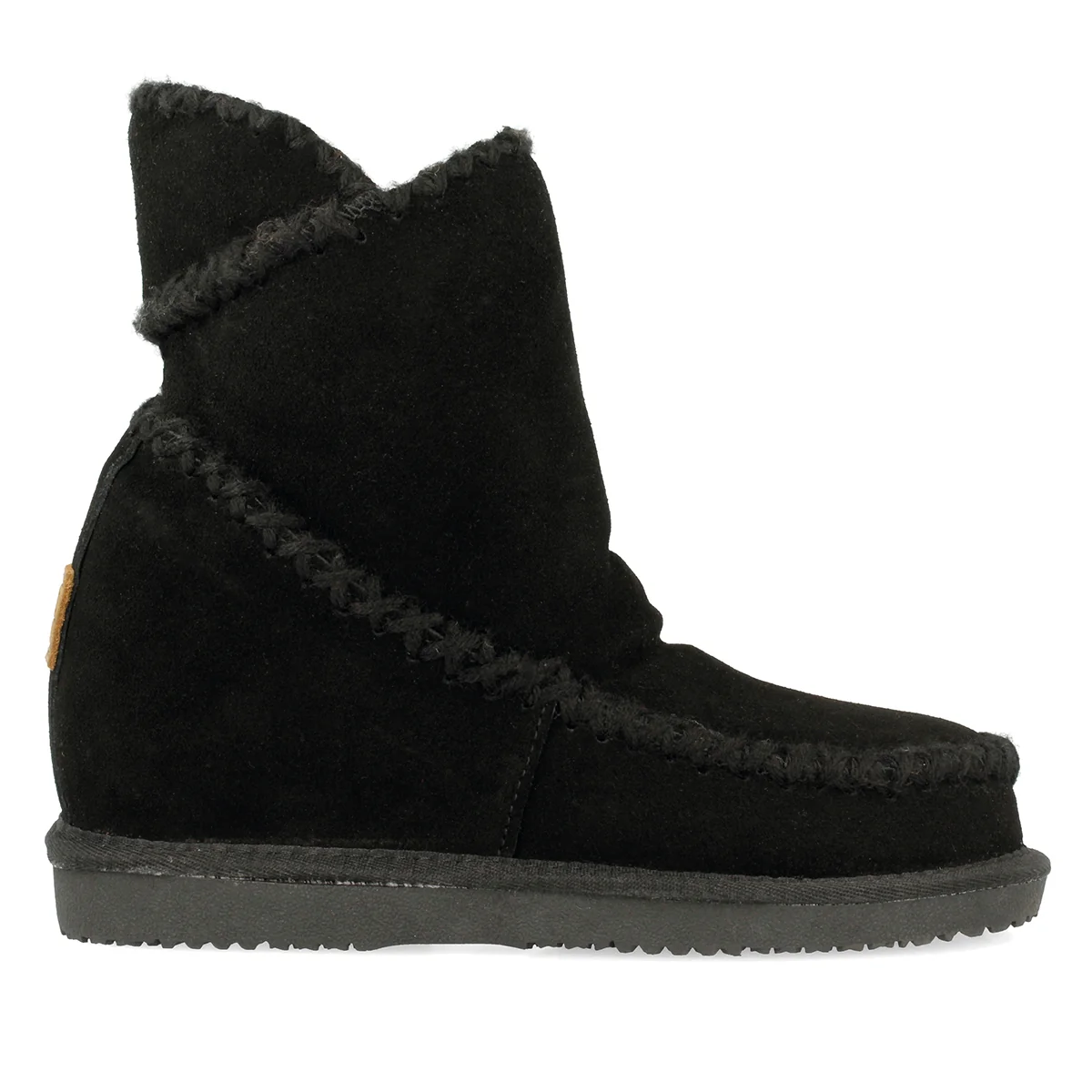 Black leather ankle boots australian style with internal wedge for woman 42114