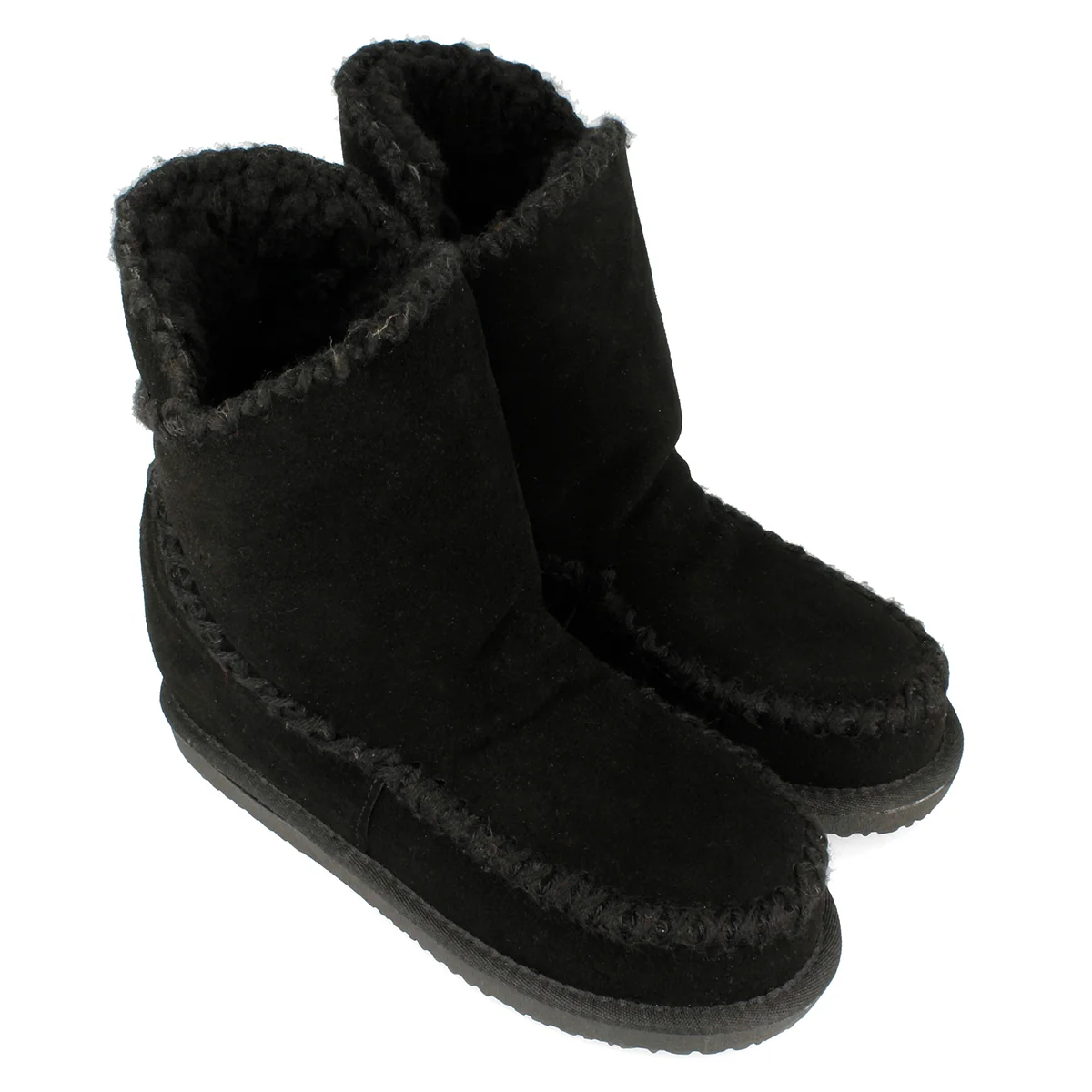 Black leather ankle boots australian style with internal wedge for woman 42114 - Image 2