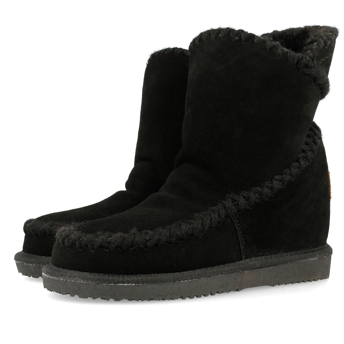 Black leather ankle boots australian style with internal wedge for woman 42114 - Image 4