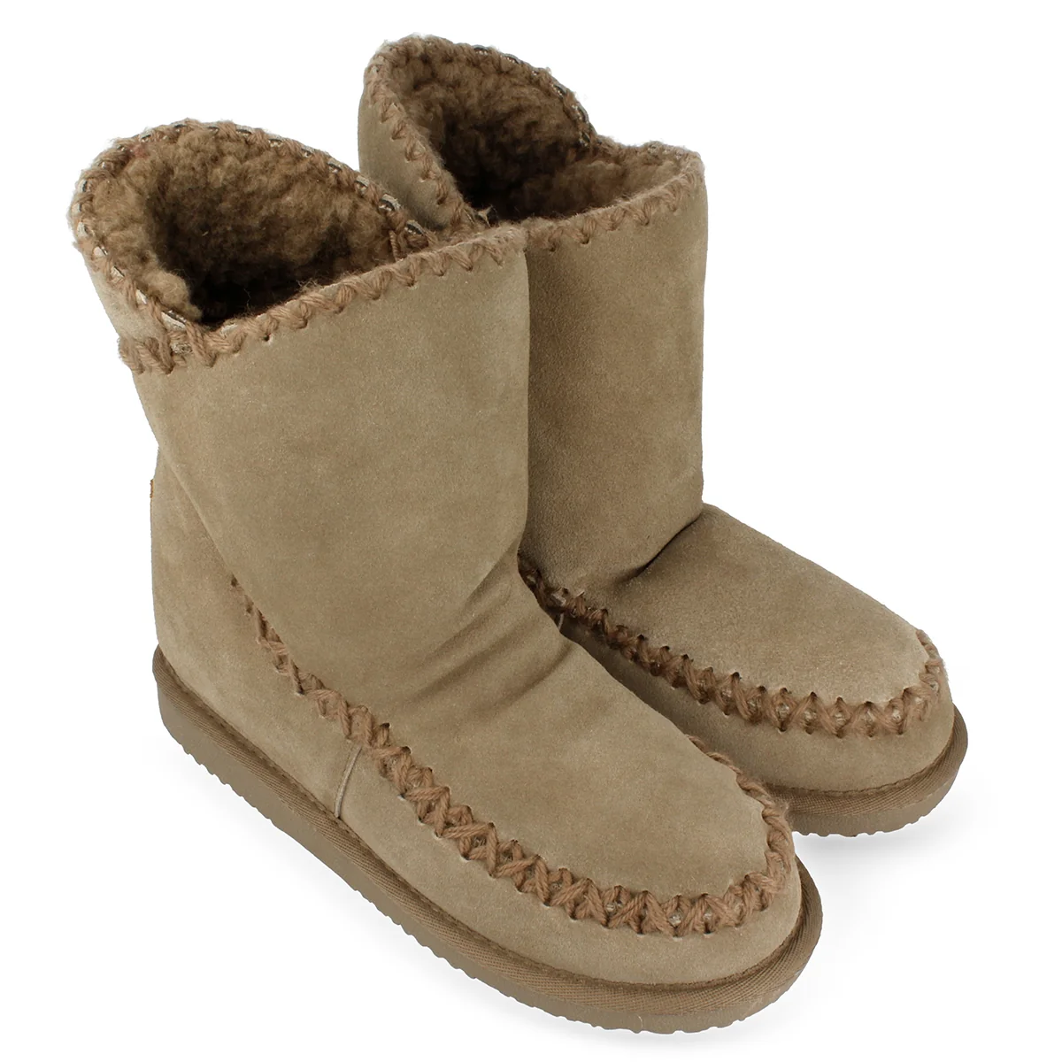 Beige leather ankle boots australian style with internal wedge for woman 42114 - Image 3