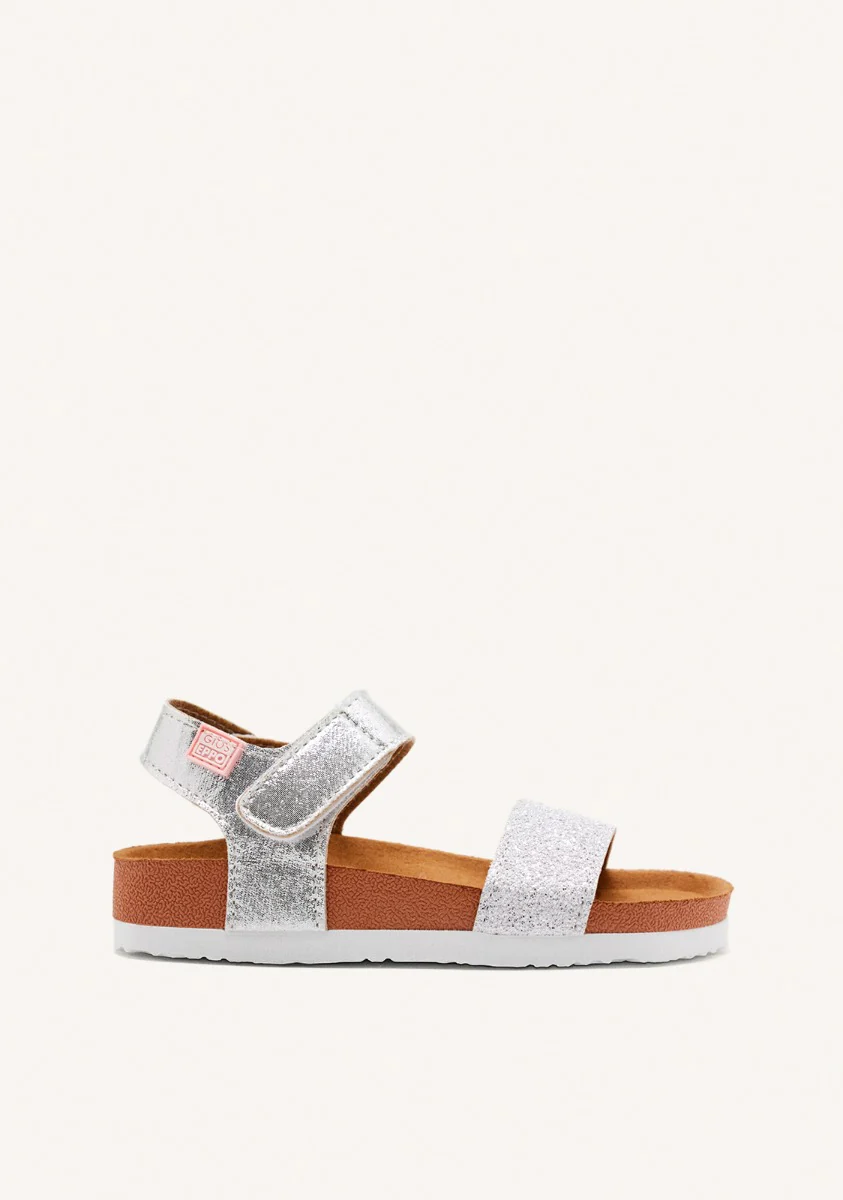 Silver flip flops with waterproof bio sole for girls MOERS