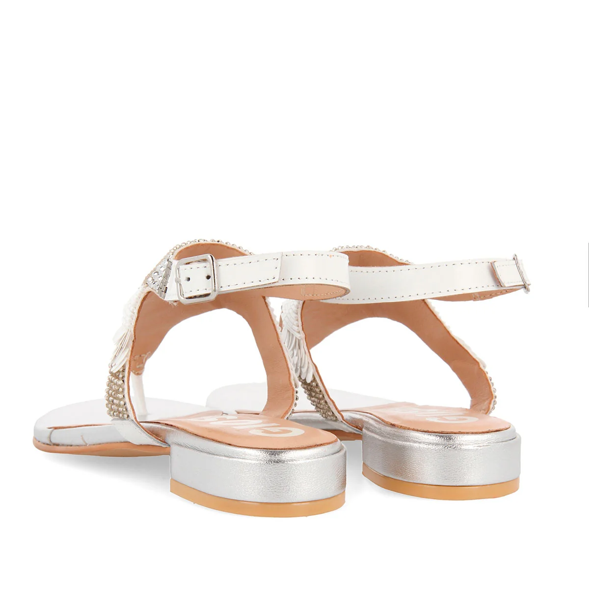 Sandalias blancas con pedrería para mujer NORLINA - Image 2