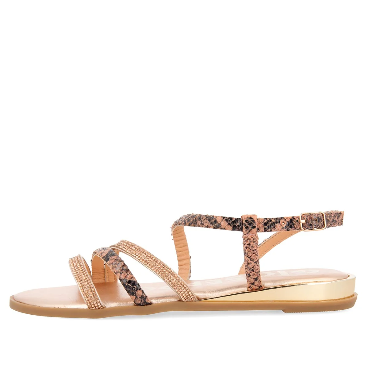 Sandalias de tiras finas en oro rosado y print de serpiente para mujer FRISCO - Image 2
