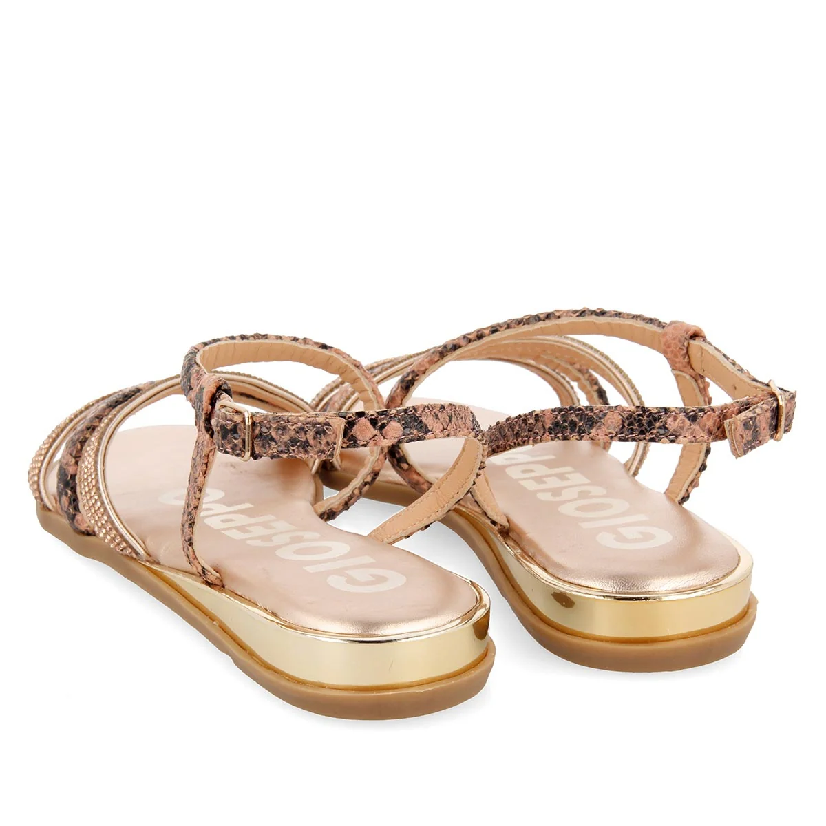 Sandalias de tiras finas en oro rosado y print de serpiente para mujer FRISCO - Image 4