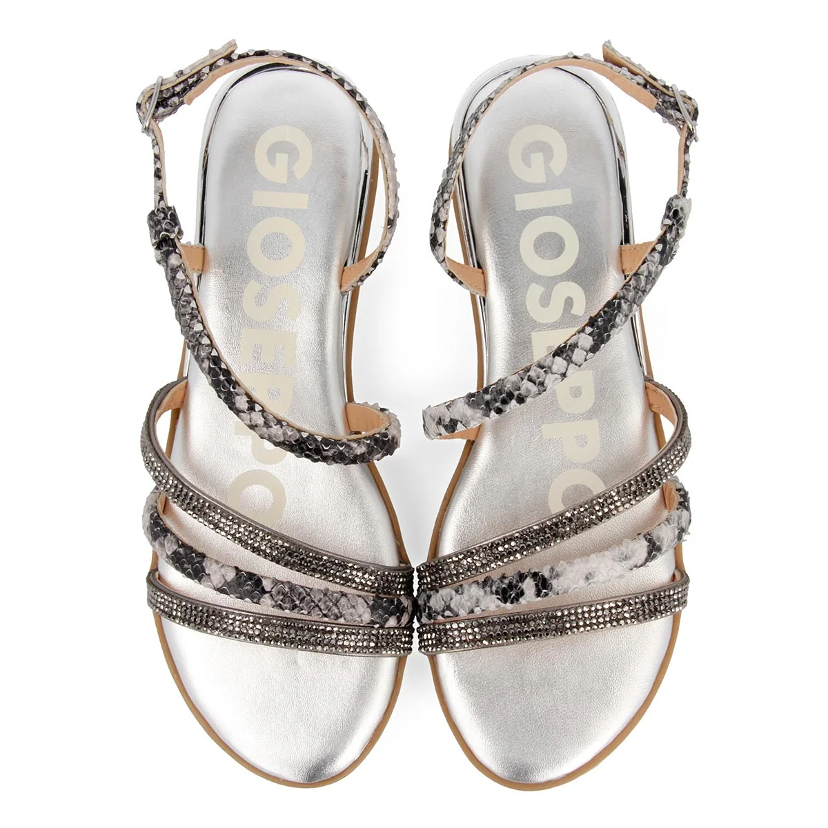 Sandalias de tiras finas en plateado y print de serpiente para mujer FRISCO - Image 2