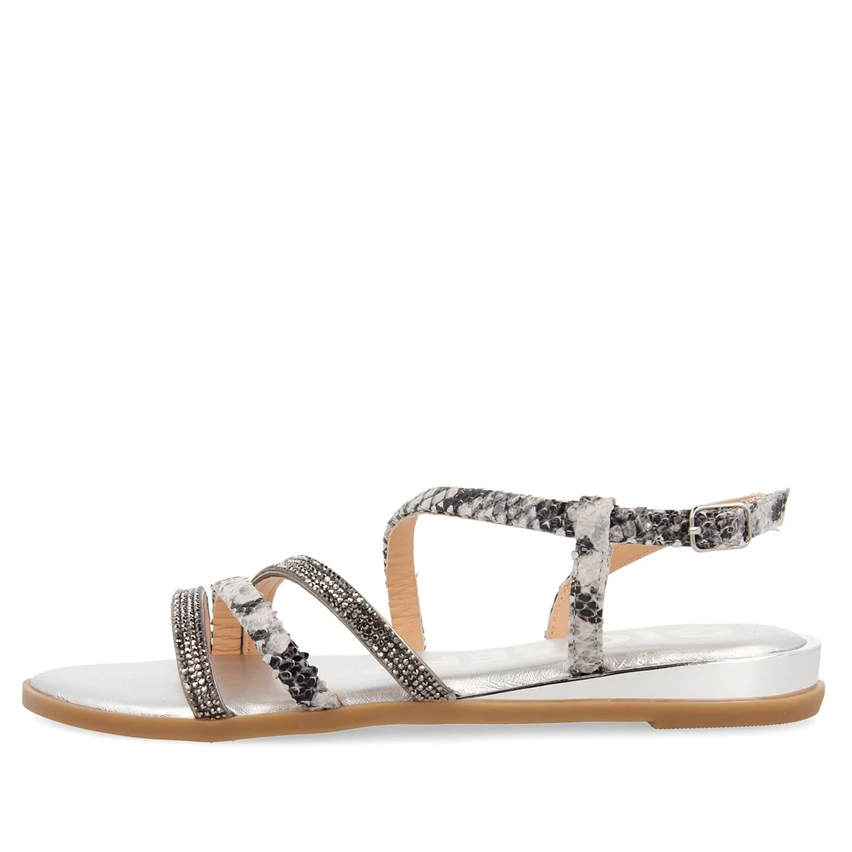 Sandalias de tiras finas en plateado y print de serpiente para mujer FRISCO - Image 3