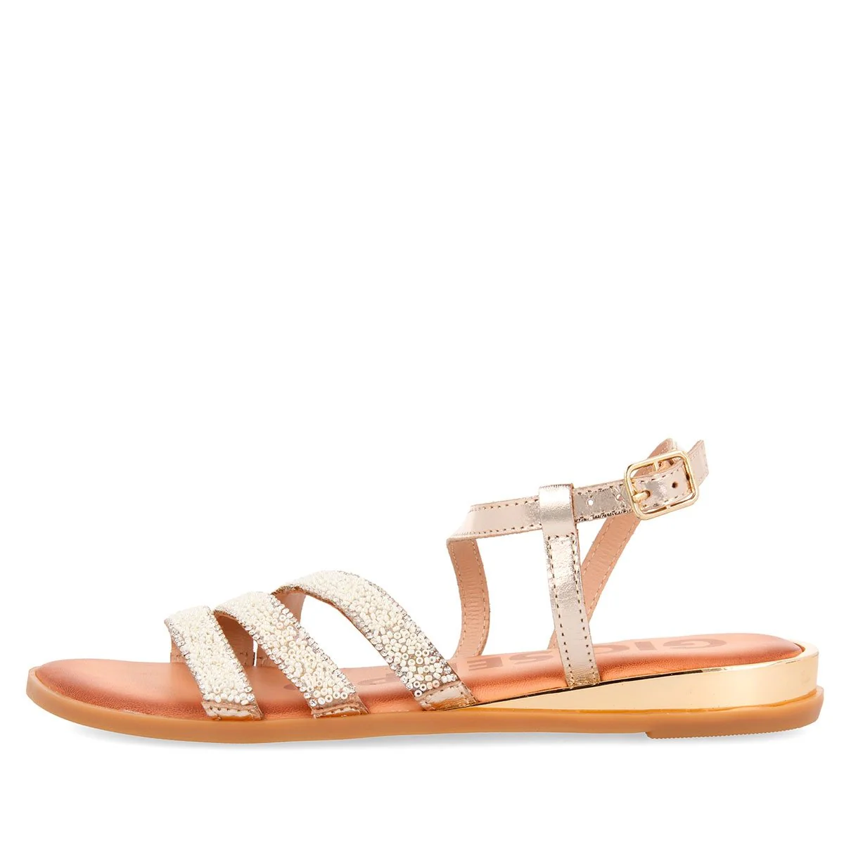 Sandalias doradas con abalorios para mujer GREIG - Image 3