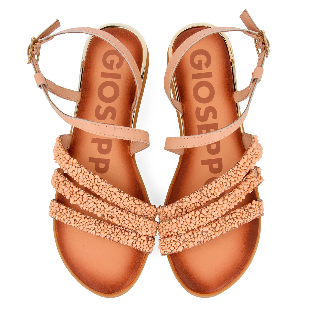 Sandalias en oro rosado con abalorios para mujer GREIG - Image 3