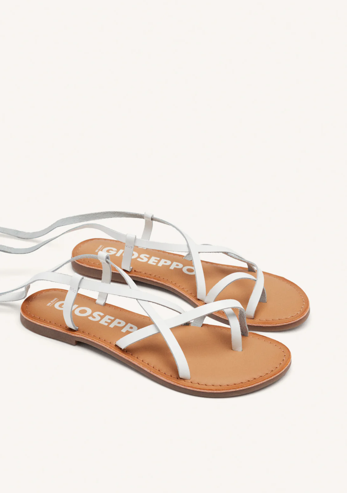 Lussat sandals with thin tan straps to tie around the leg - Image 2