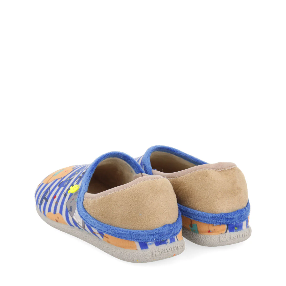 Children’s house slippers blue striped with Allerod potato print - Image 2