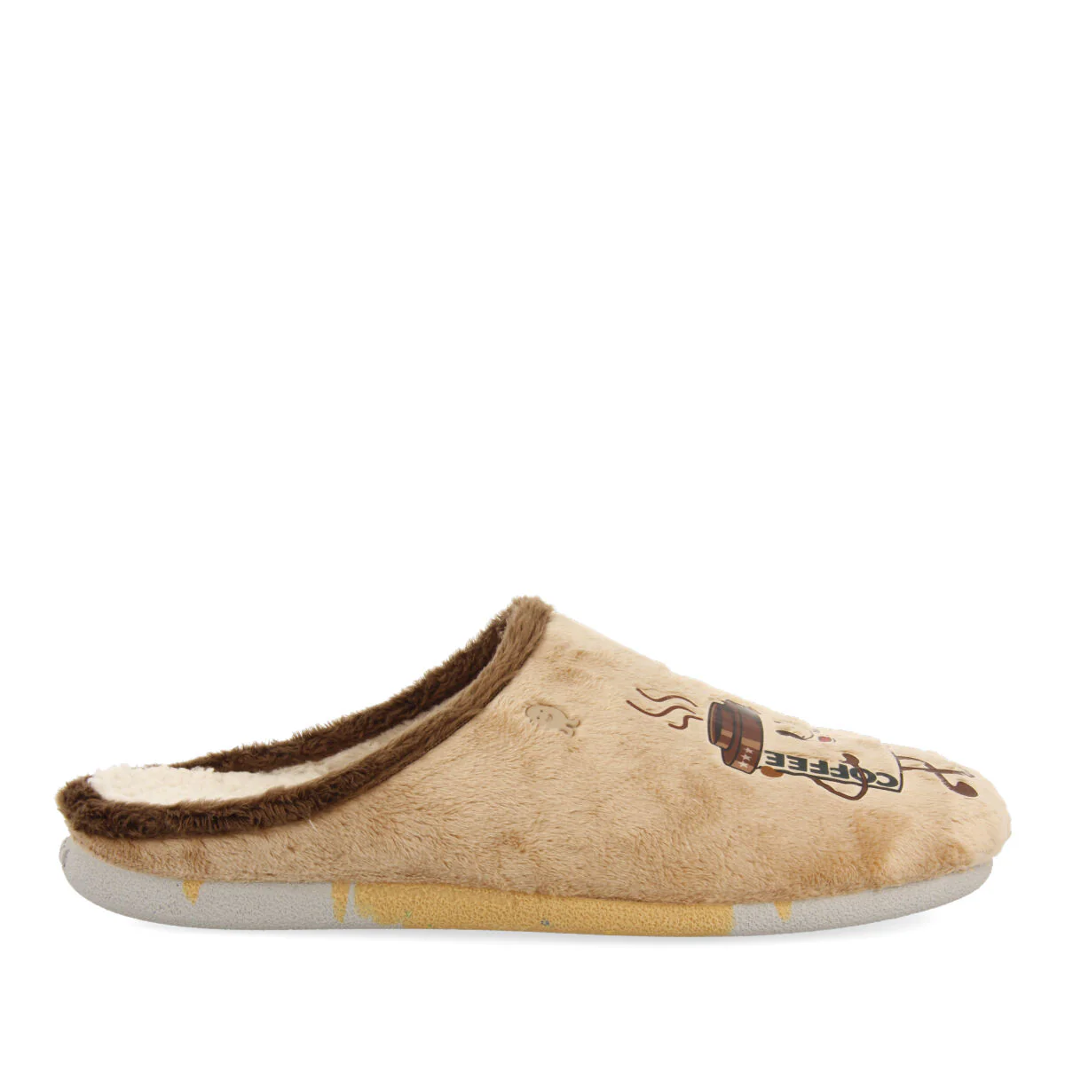 BEIGE FUR SLIPPERS WITH PATATILLA PRINT AND MESSAGE GOLSPIE - Image 2