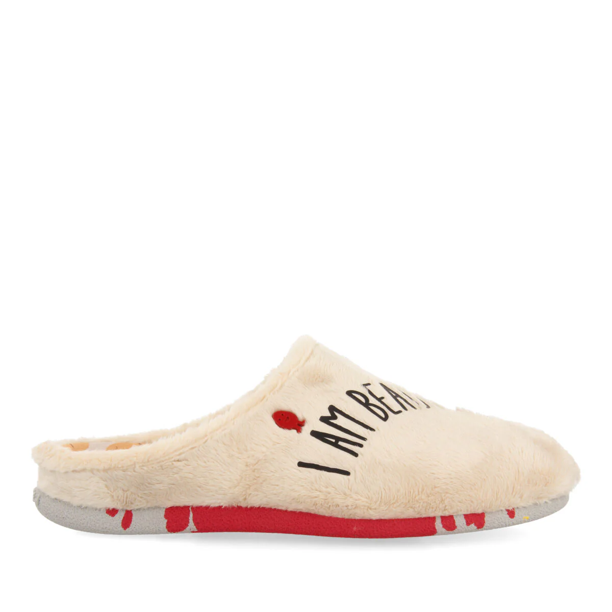 BEIGE FUR SLIPPERS WITH MESSAGE RAFTEN - Image 2