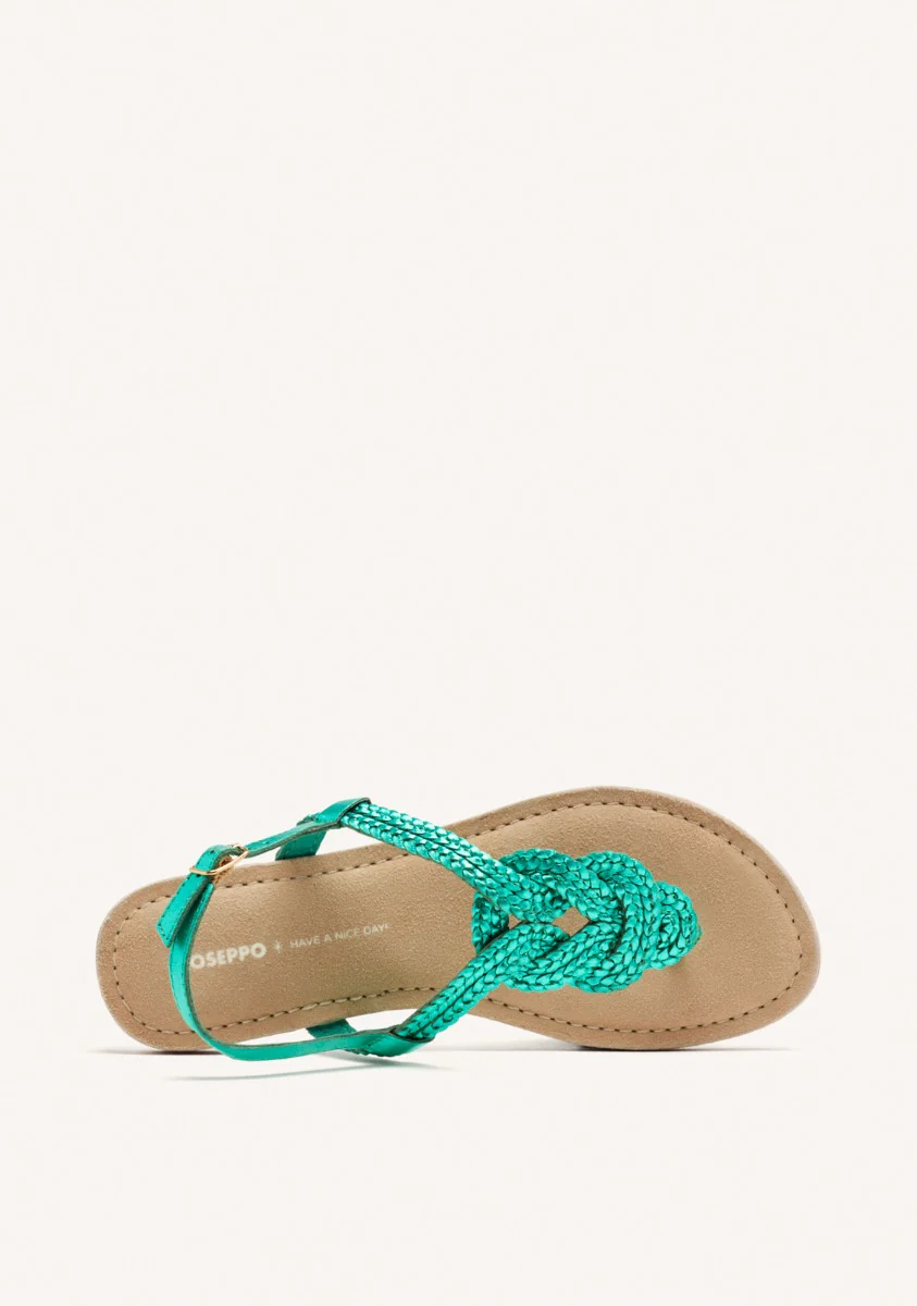 BRAIDED SHINY LEATHER SANDALS