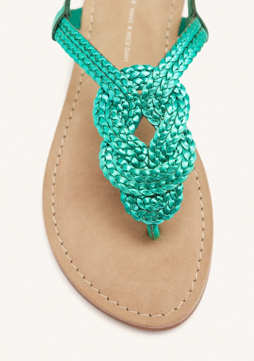 BRAIDED SHINY LEATHER SANDALS - Image 3