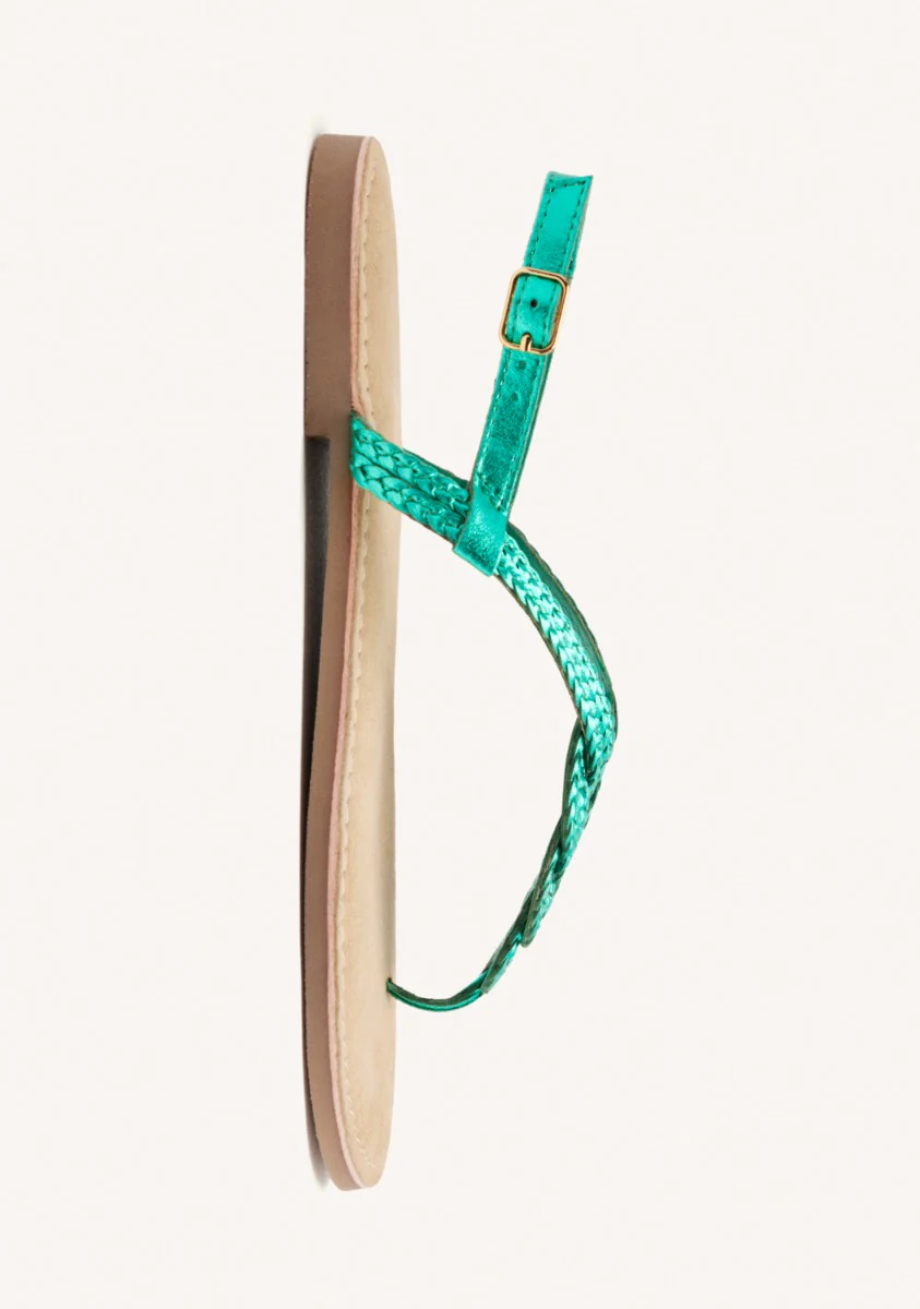 BRAIDED SHINY LEATHER SANDALS - Image 4