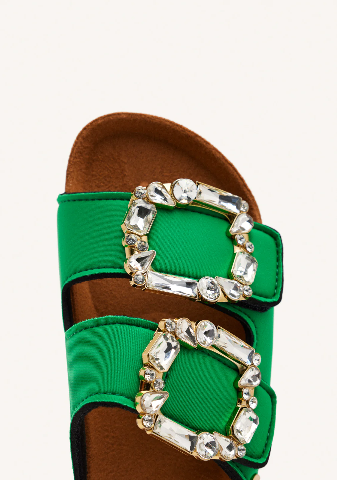 ADERKLAA WOMEN'S GREEN BIO STYLE SANDALS WITH JEWEL EMBELLISHMENT - Image 3