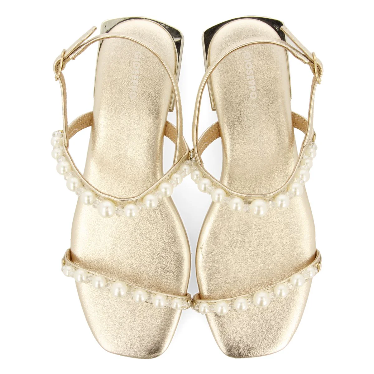 WOMEN'S PLATINUM LEATHER SANDALS WITH PEARLS ZERQAN - Image 3