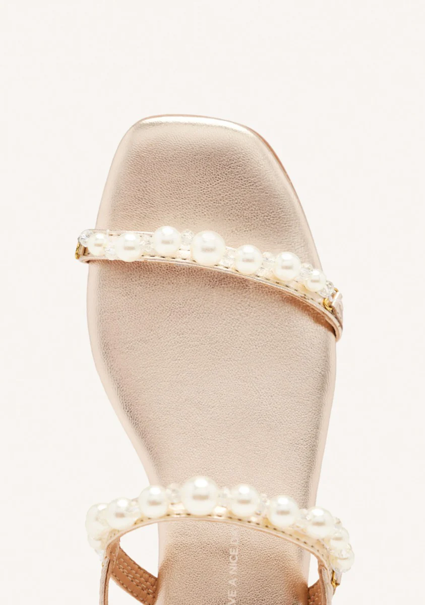 WOMEN'S PLATINUM LEATHER SANDALS WITH PEARLS ZERQAN - Image 4