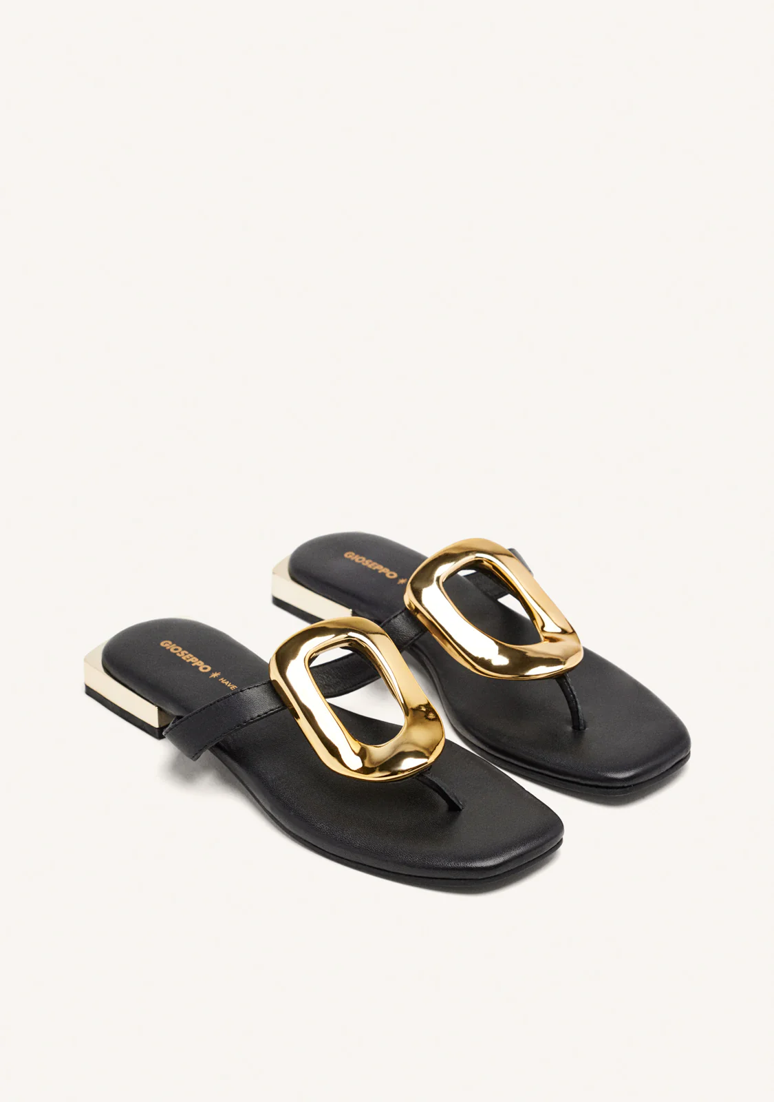 BLACK LEATHER SANDALS WITH METALLIC TRIM FOR WOMEN VENDRES - Image 2
