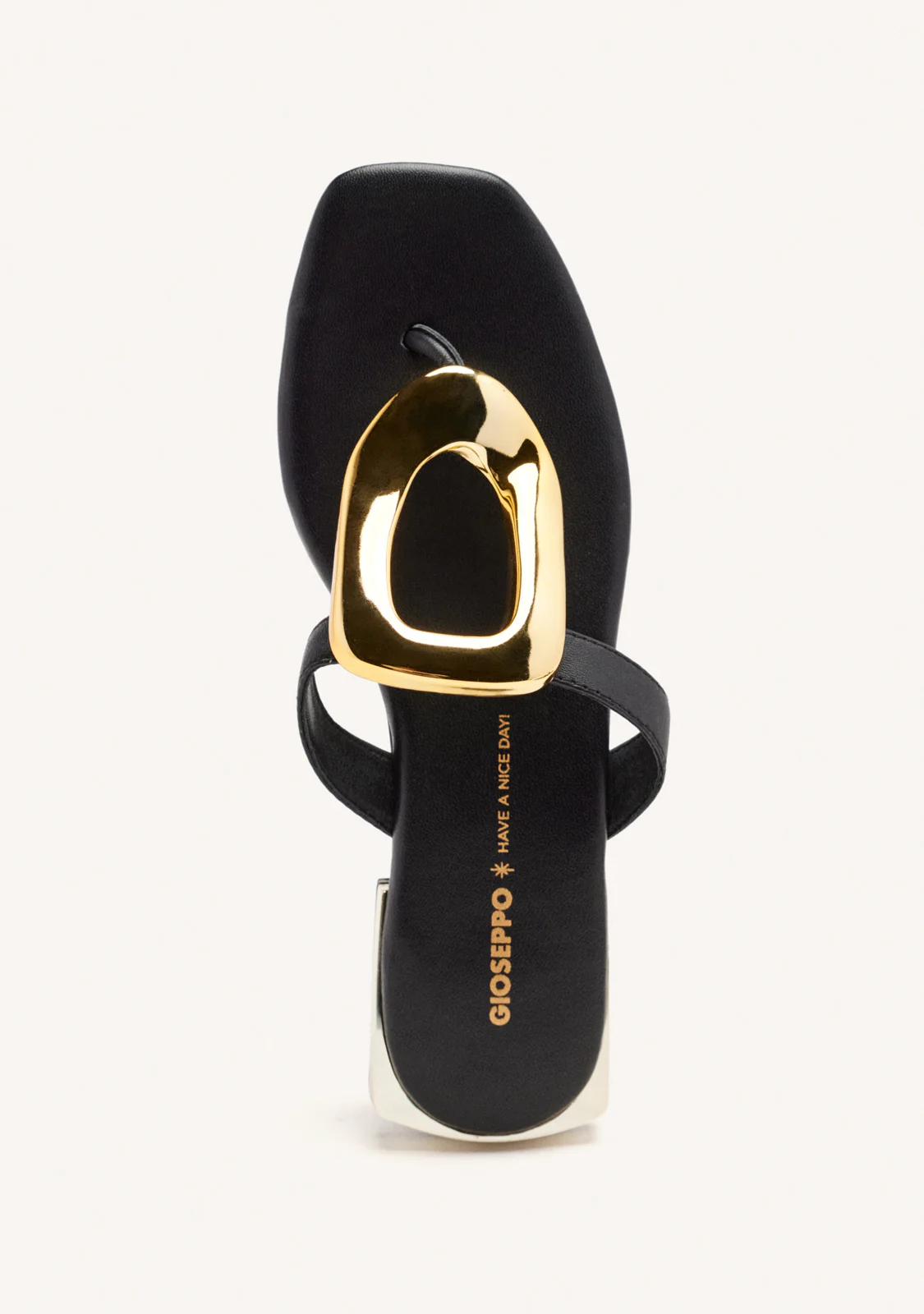 BLACK LEATHER SANDALS WITH METALLIC TRIM FOR WOMEN VENDRES - Image 3