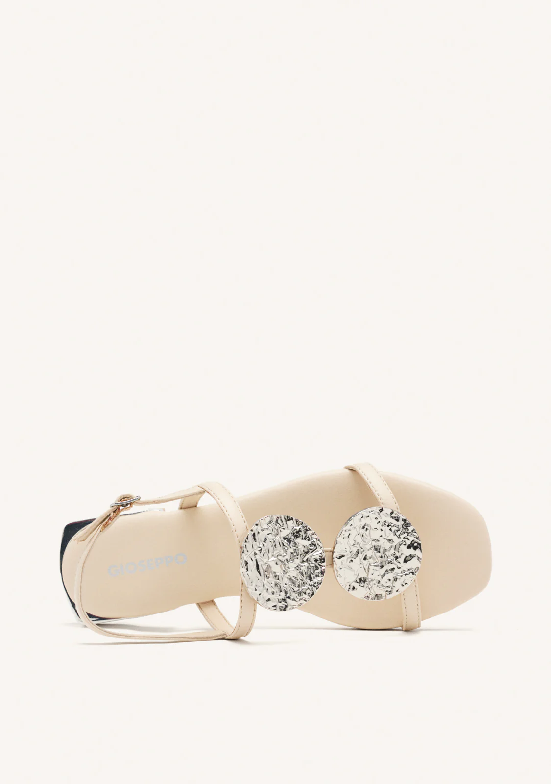 OFF WHITE LEATHER SANDALS WITH METALLIC TRIM FOR WOMEN TROFA