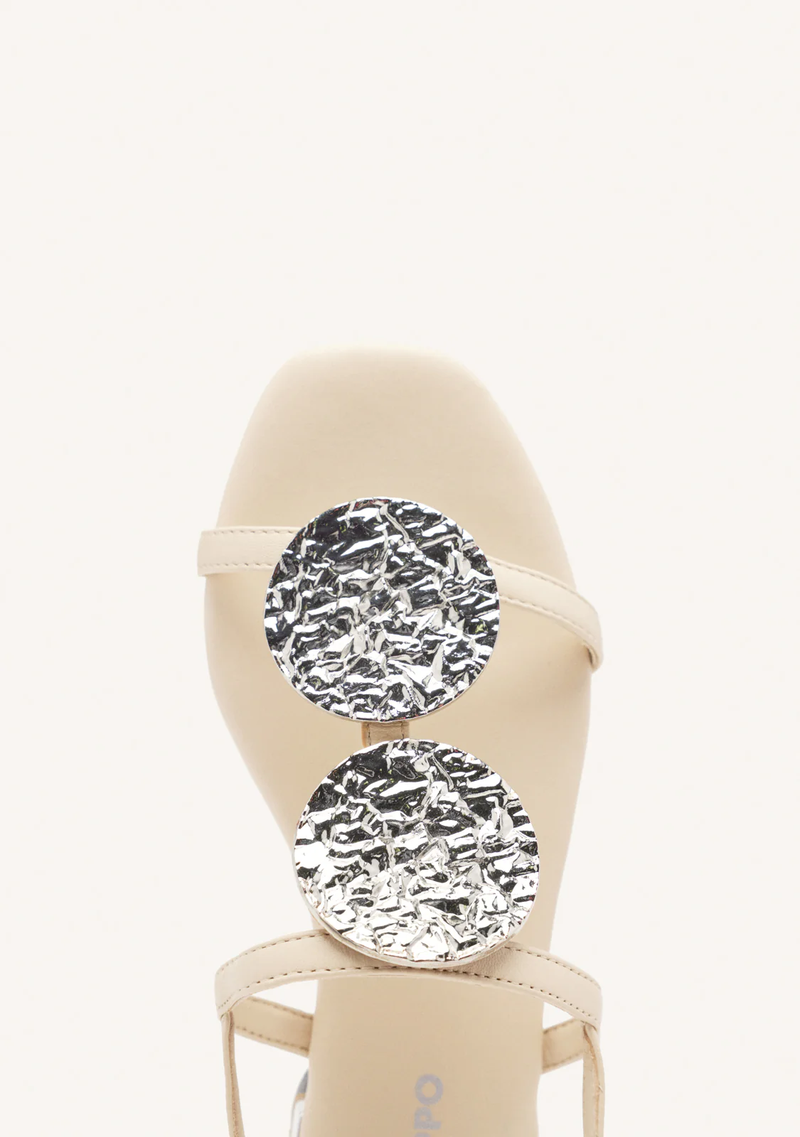OFF WHITE LEATHER SANDALS WITH METALLIC TRIM FOR WOMEN TROFA - Image 3