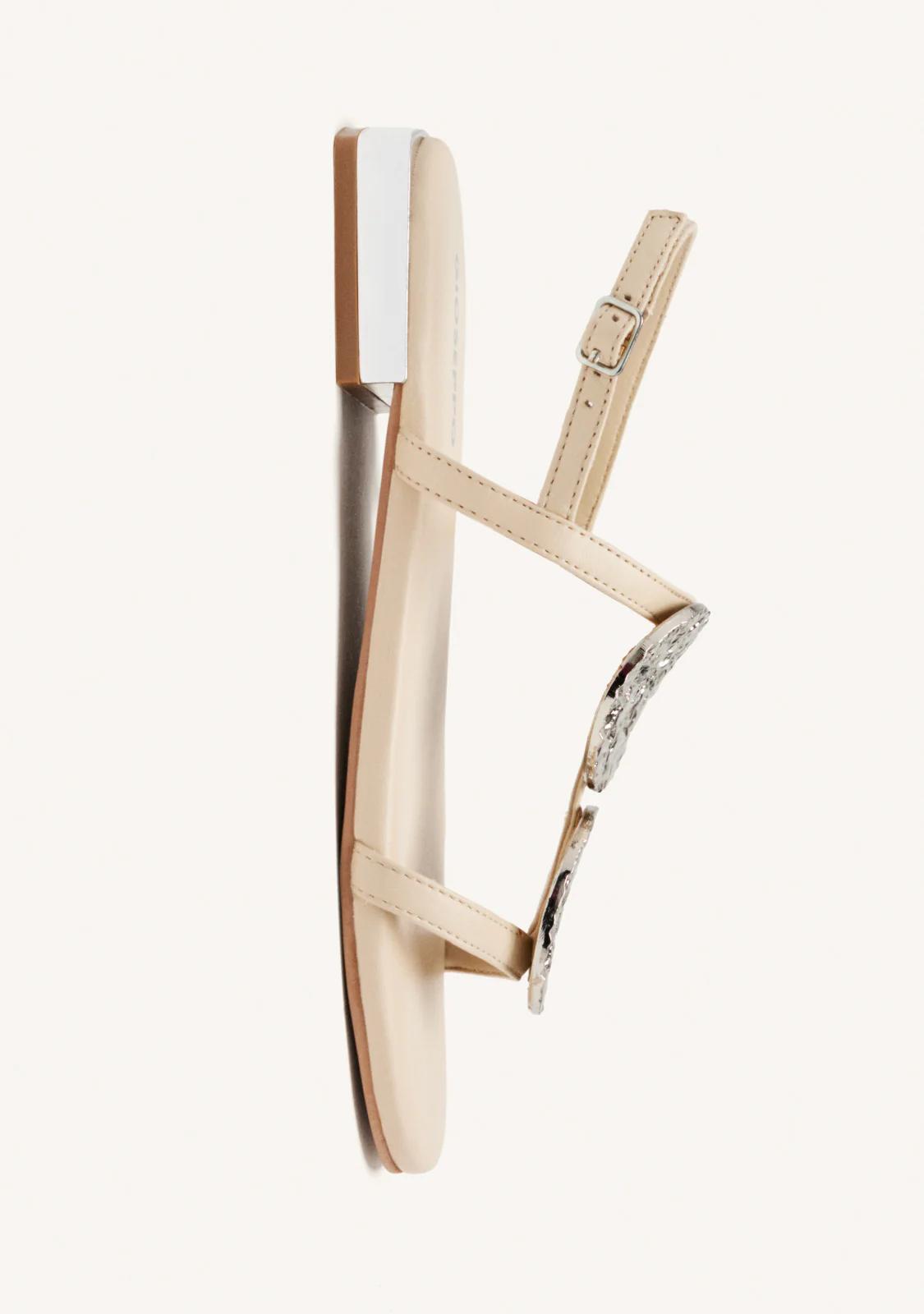 OFF WHITE LEATHER SANDALS WITH METALLIC TRIM FOR WOMEN TROFA - Image 5