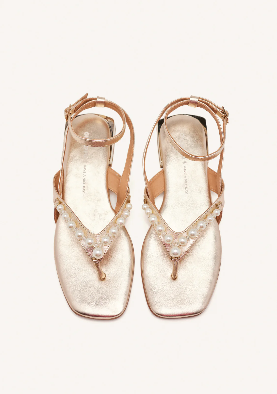 PLATINUM LEATHER SANDALS WITH PEARLS FOR WOMEN SUMPTER - Image 2