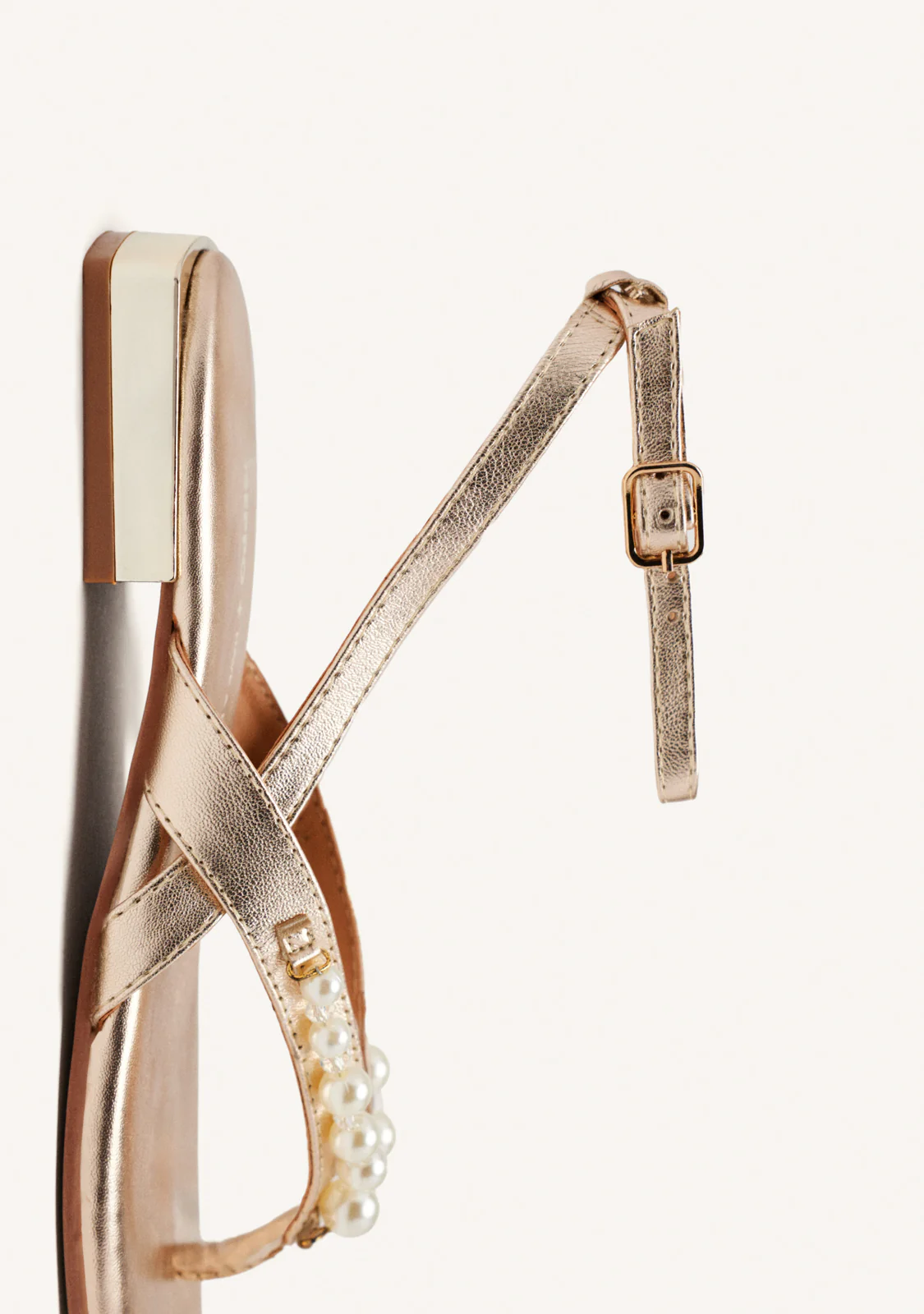 PLATINUM LEATHER SANDALS WITH PEARLS FOR WOMEN SUMPTER - Image 3