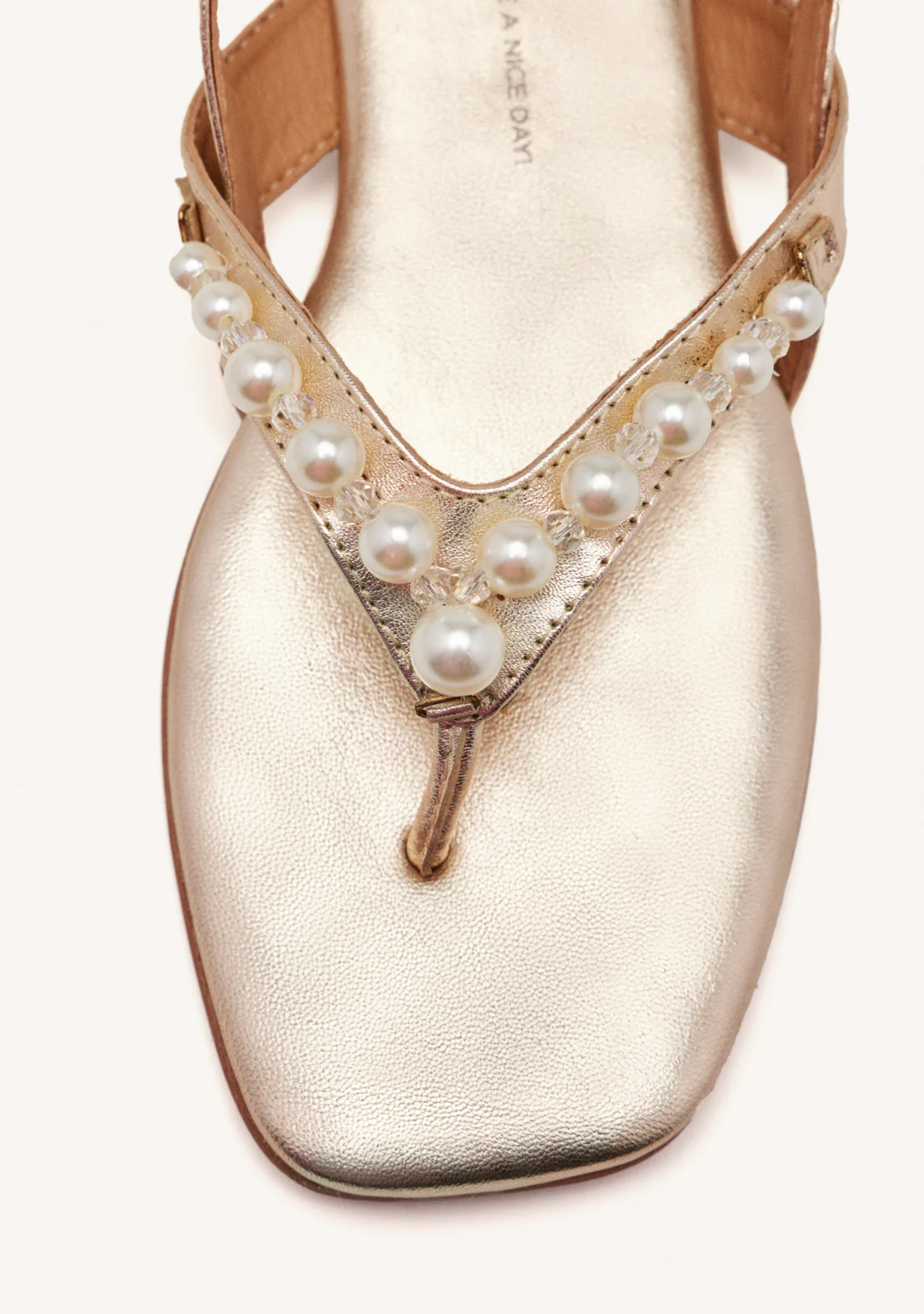 PLATINUM LEATHER SANDALS WITH PEARLS FOR WOMEN SUMPTER - Image 4