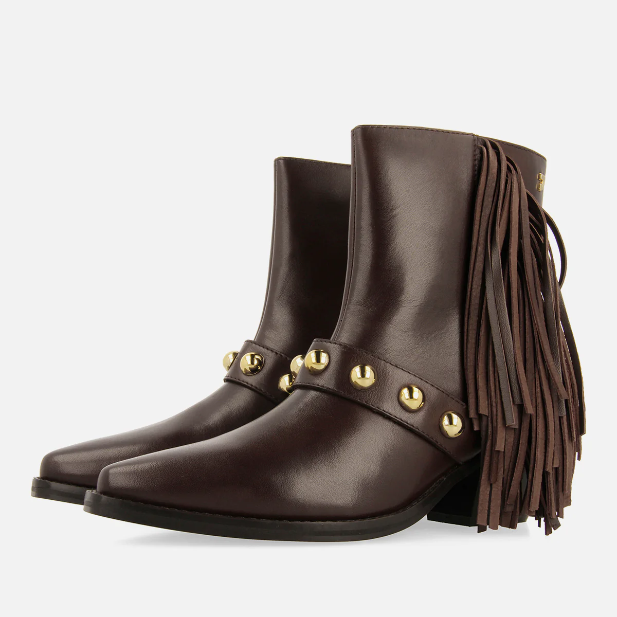 LEATHER ANKLE BOOTS FRINGES AND STUDS CLARKSVILLE - Image 2