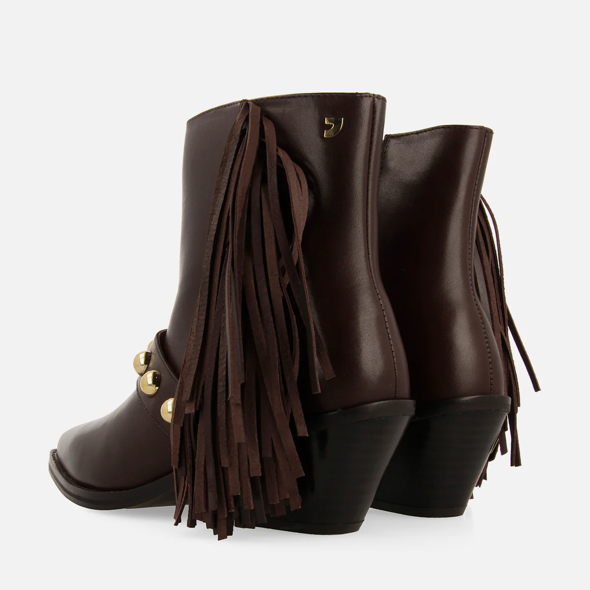LEATHER ANKLE BOOTS FRINGES AND STUDS CLARKSVILLE - Image 3