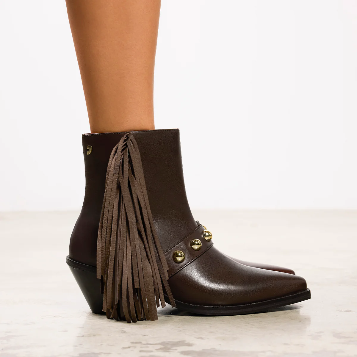 LEATHER ANKLE BOOTS FRINGES AND STUDS CLARKSVILLE - Image 5