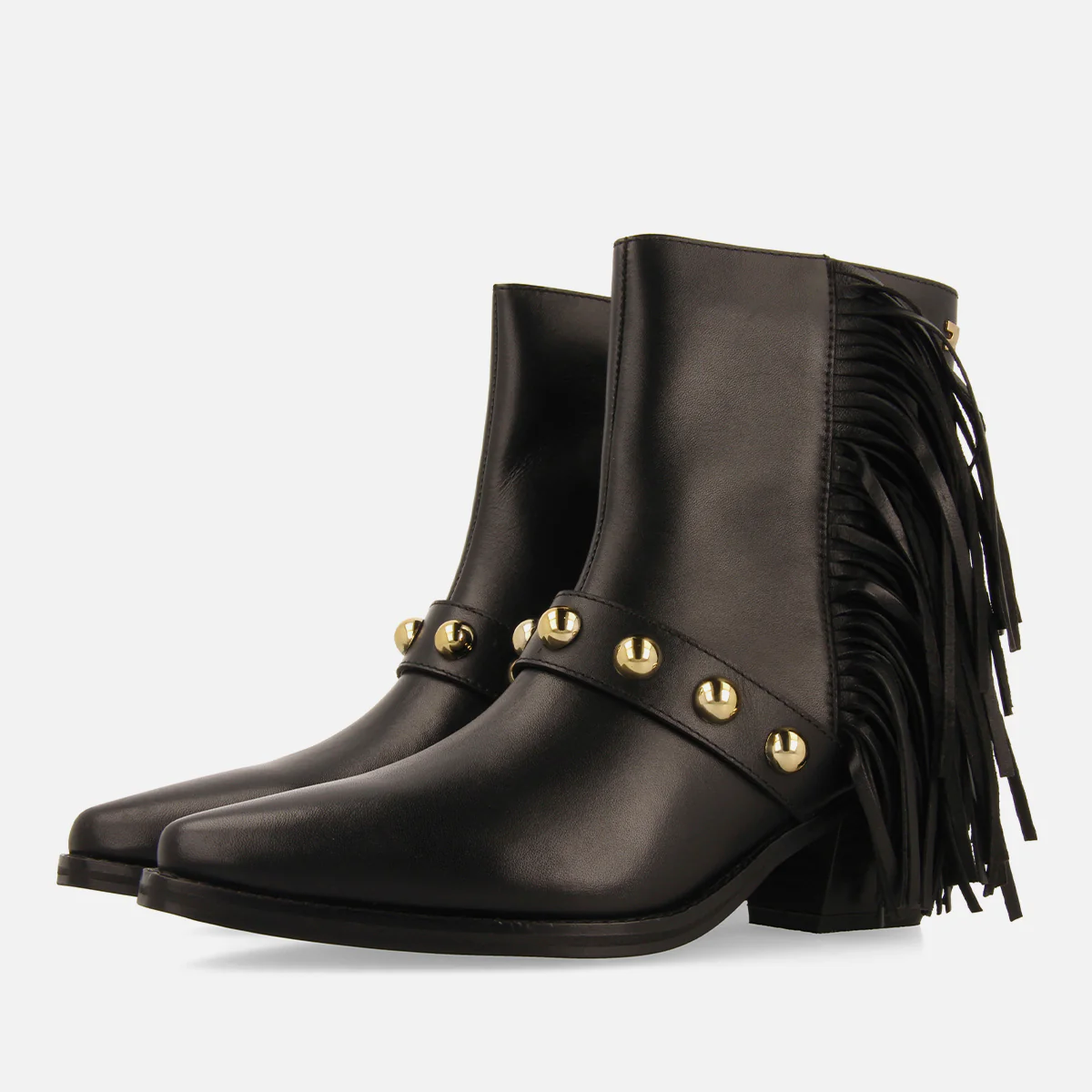 LEATHER ANKLE BOOTS FRINGES AND STUDS CLARKSVILLE - Image 2