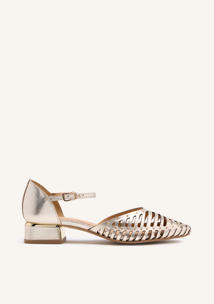 LEATHER HEEL STRAPPY BALLET FLATS FLETCHER