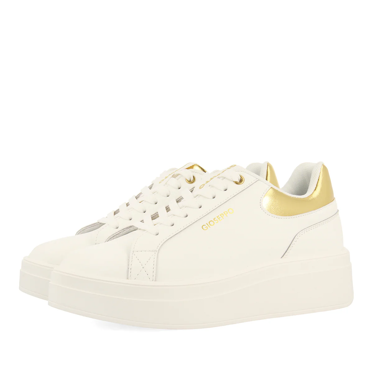WOMEN'S WHITE SNEAKERS WITH PLATFORM AND GOLD DETAILS - Image 2