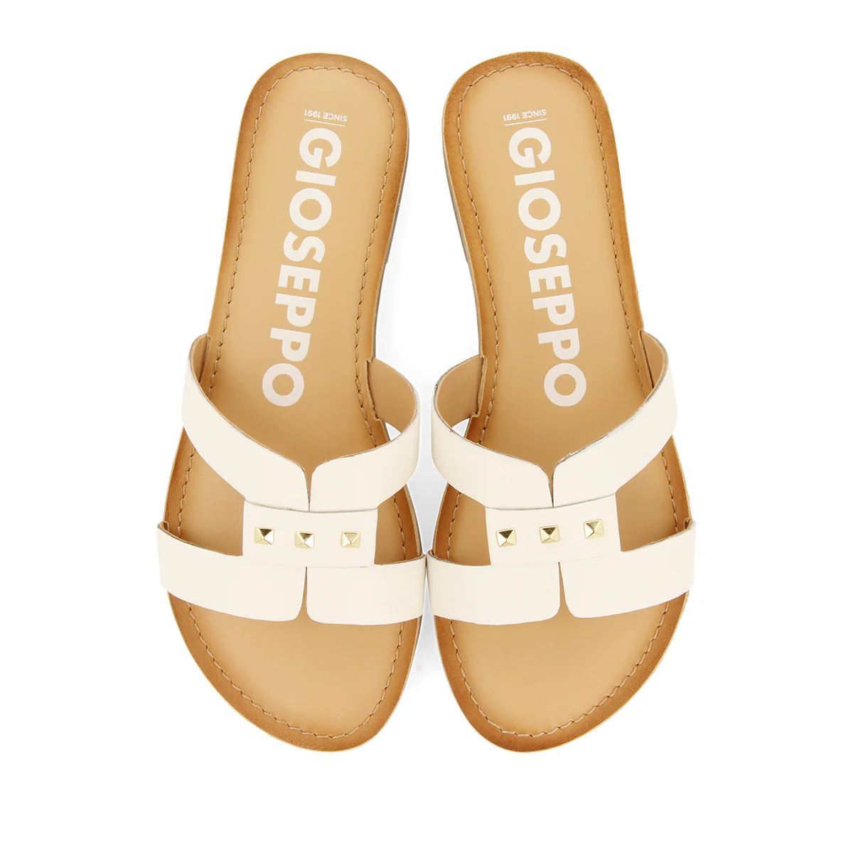 WOMEN'S OFF-WHITE SLIDE LEATHER SANDALS - Image 4