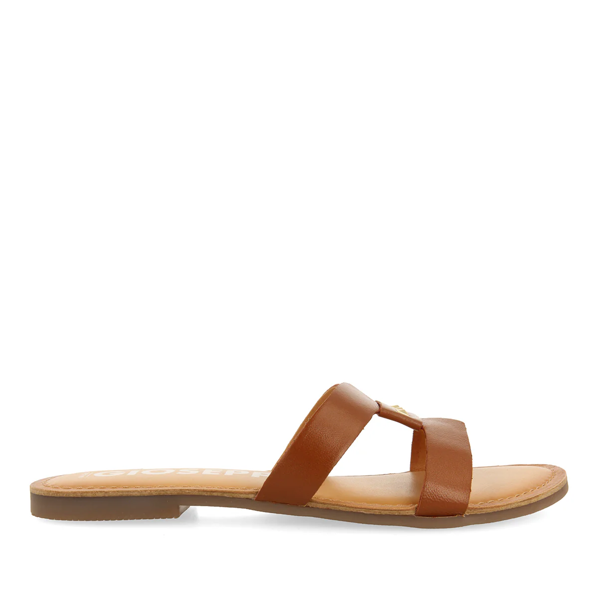 WOMEN'S LEATHER SLIDE SANDALS IN TAN COLOUR