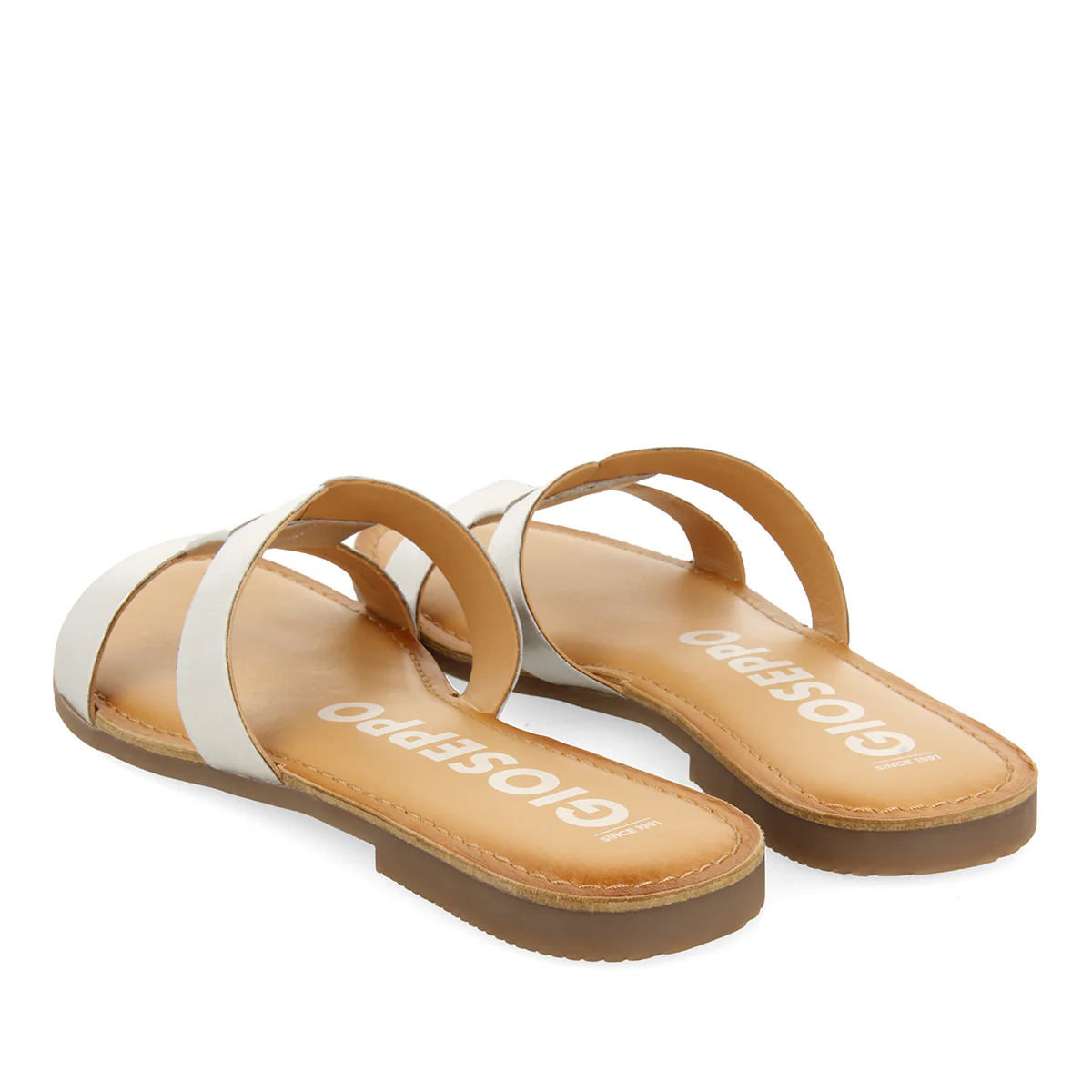 WOMEN'S SILVER LEATHER SLIDE SANDALS - Image 3