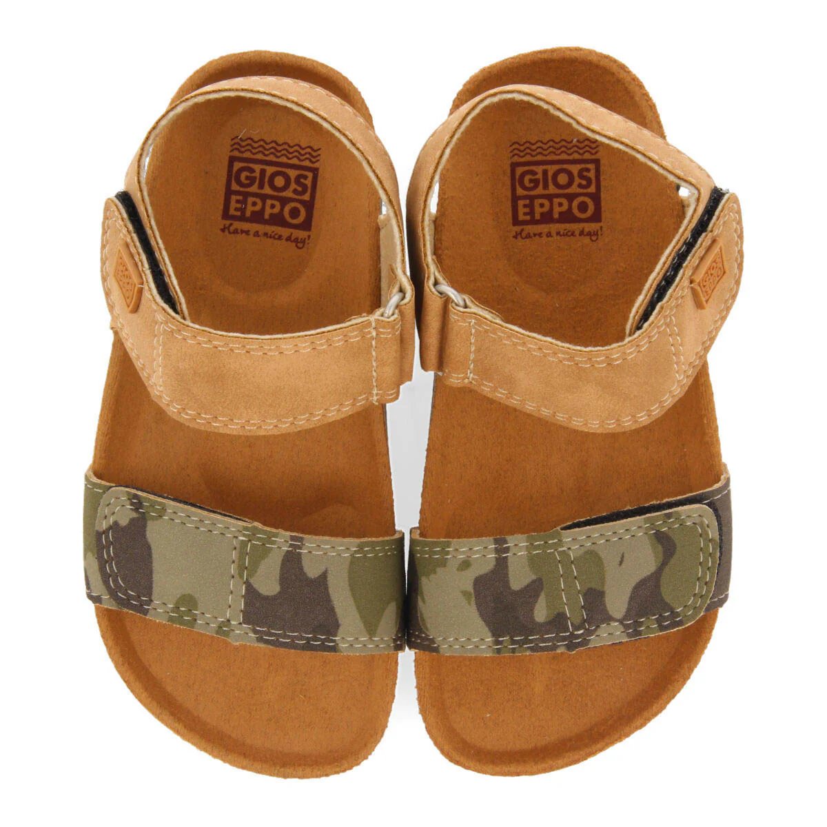 Abat boys khaki and camouflagerint footbed sandals - Image 3