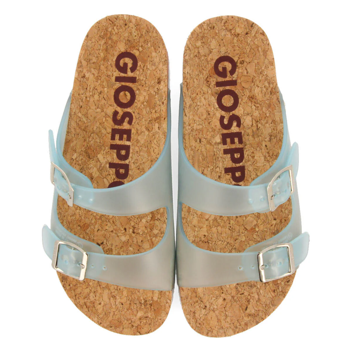 Acalaca women's see-through turquoise footbed sandals with buckles - Image 3