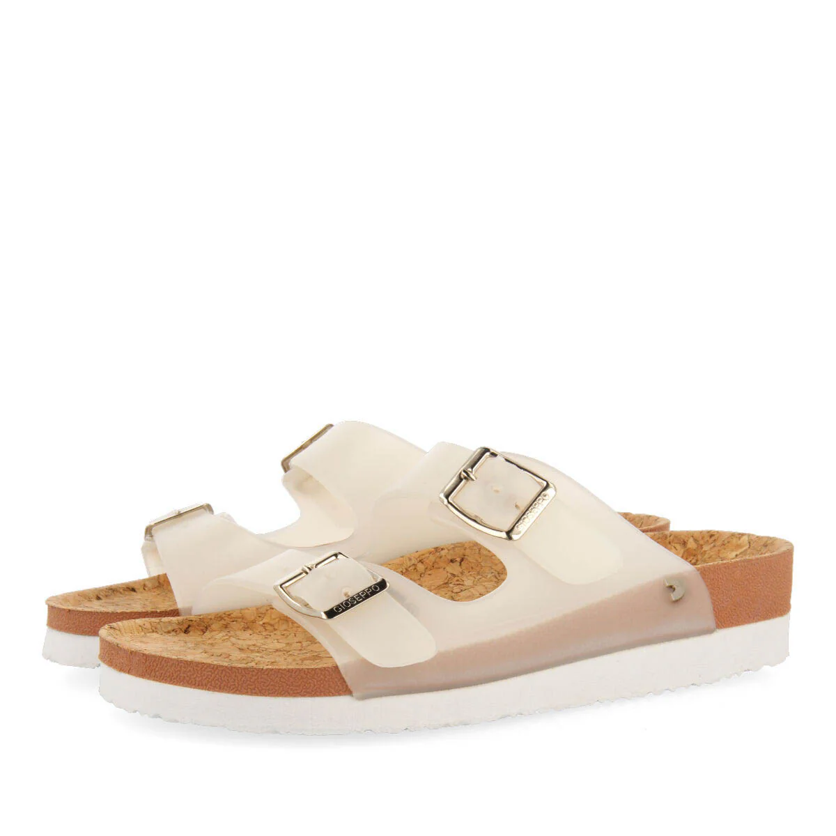 Acalaca women's see-through white footbed sandals with buckles - Image 2