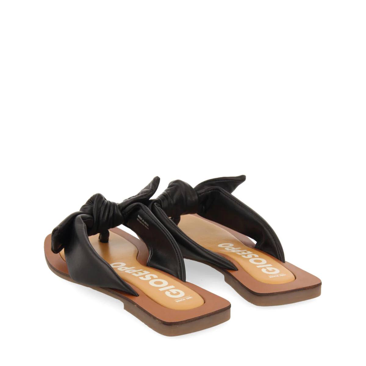 Acucena women's black leather sandals with decorative knots - Image 4