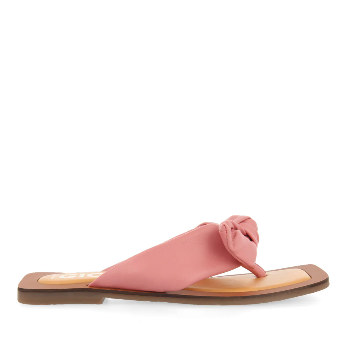 Acucena women's pink leather sandals with decorative knots - Image 2