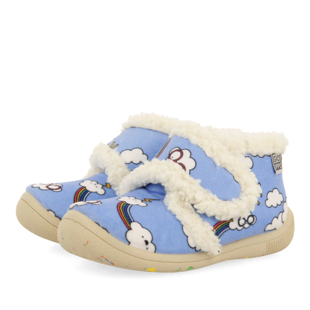 Albee babies' blue cloud-print slippers - Image 4