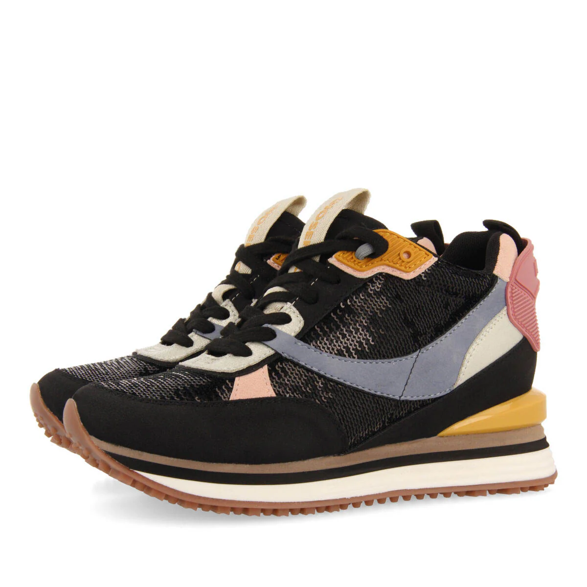 Alyth women's sneakers with black sequins and inner wedges - Image 3
