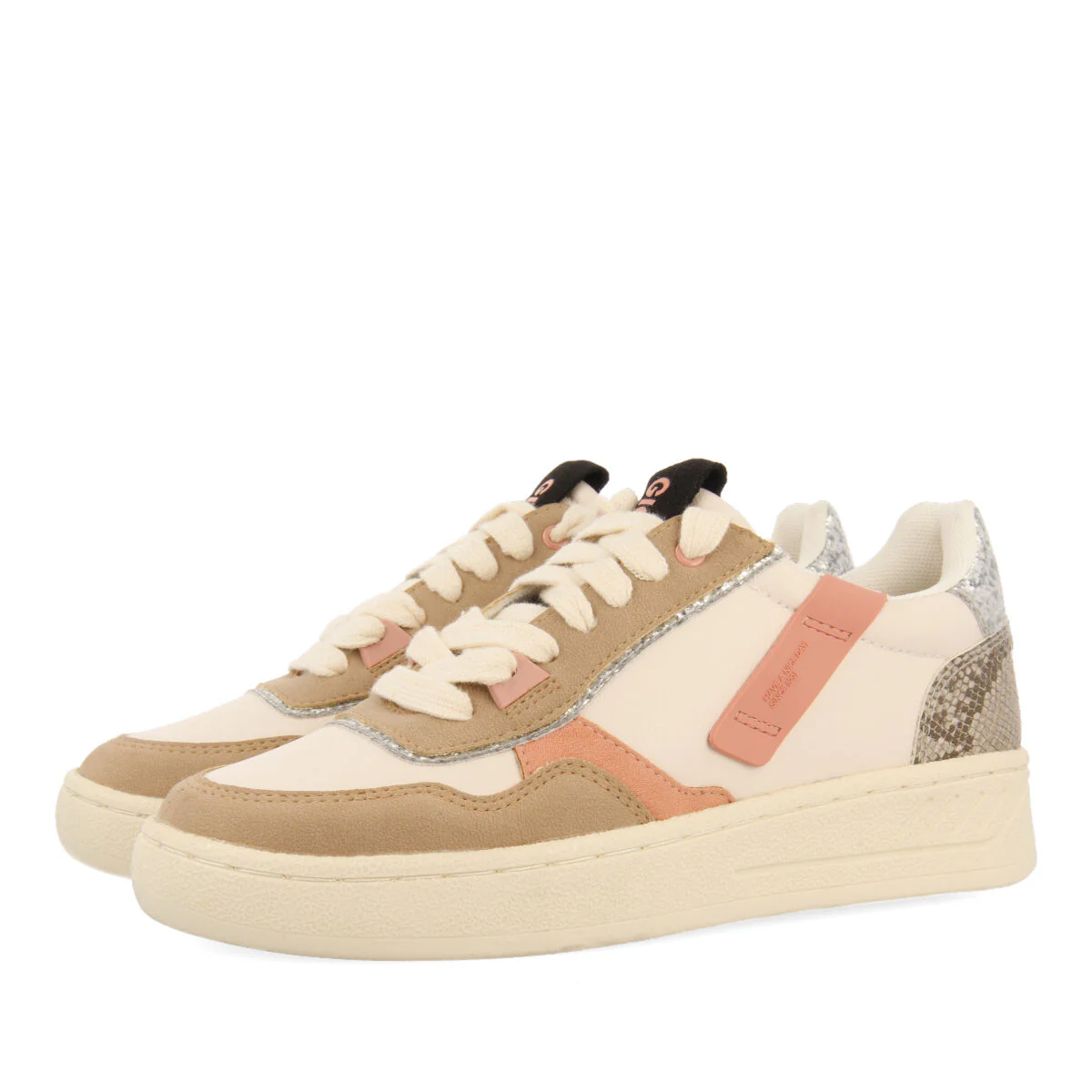 Angath women's white sneakers with mixed prints and textures - Image 2