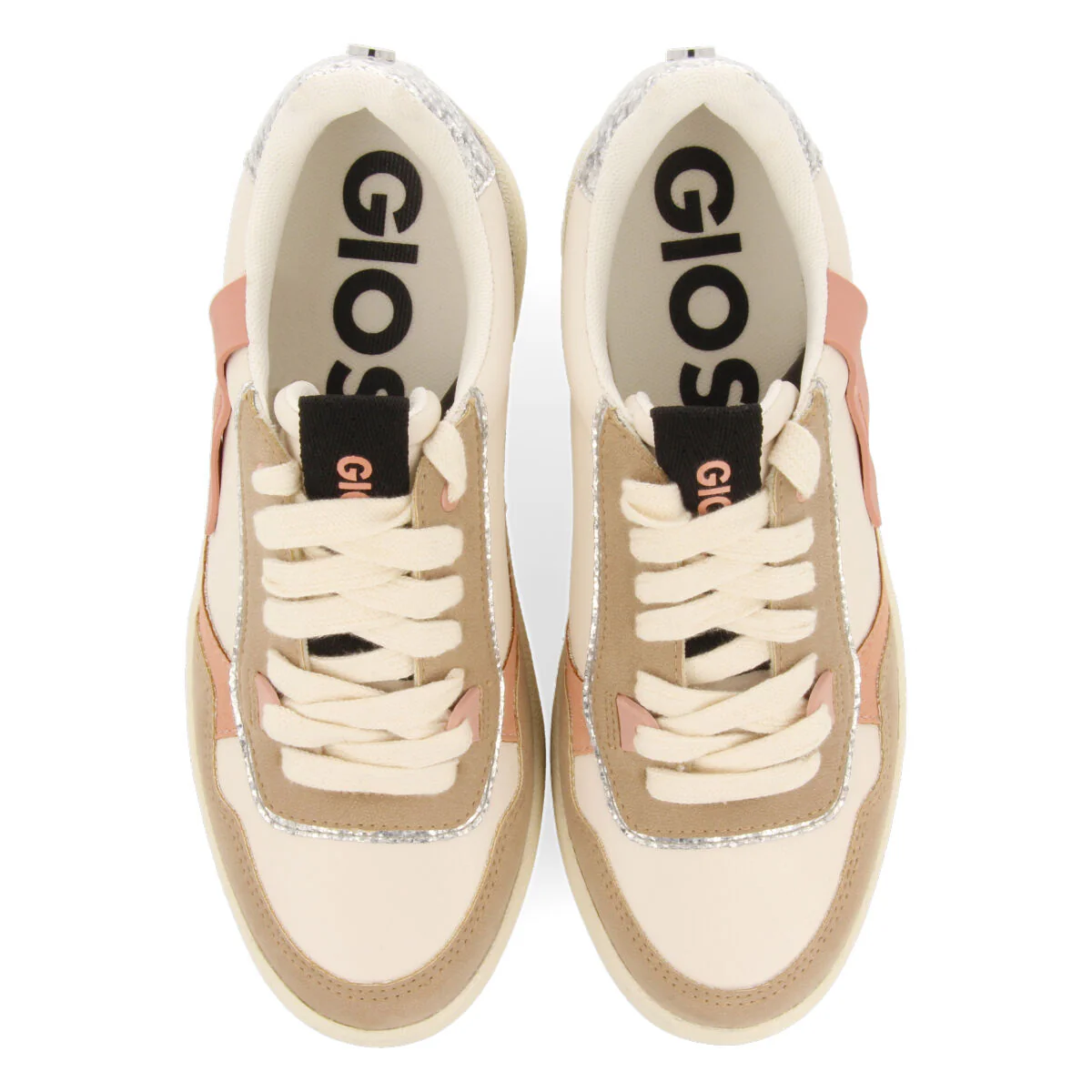Angath women's white sneakers with mixed prints and textures - Image 3