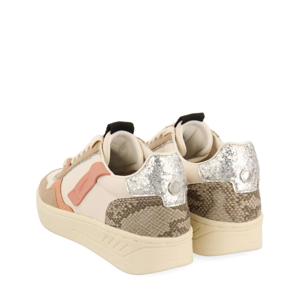 Angath women's white sneakers with mixed prints and textures - Image 4