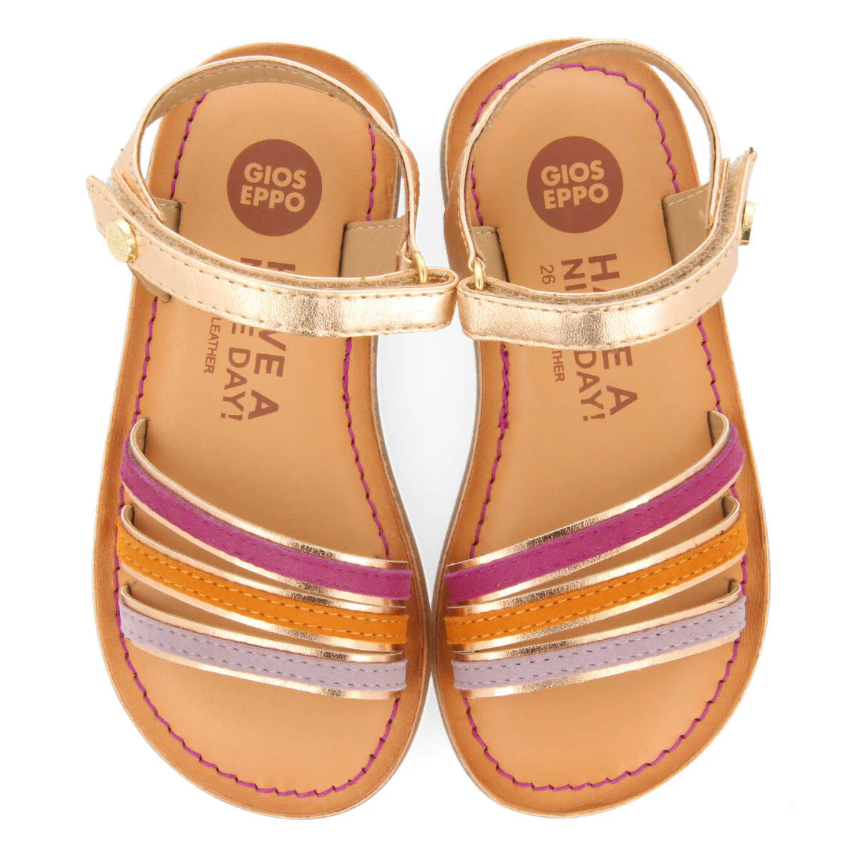 Angeja girls rose gold sandals with metalliciping - Image 3